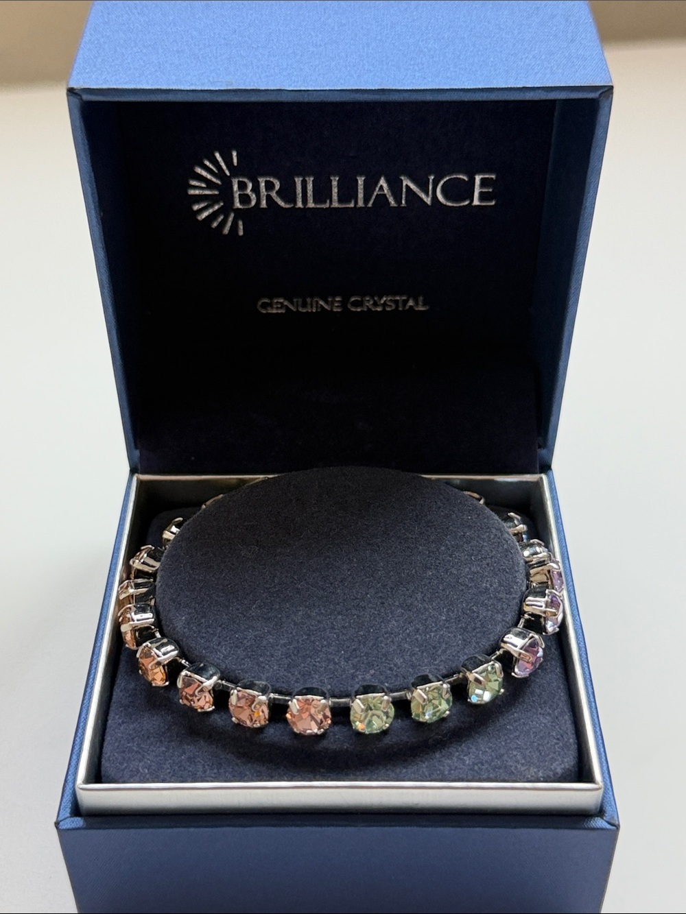 Haus of Brilliance Multicolor Crystal Bracelet — Pink, Peach, Green, Lavender